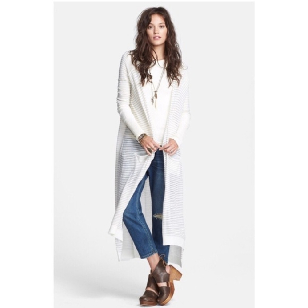 Free People 'Merci' Striped Duster Cardigan Size Large